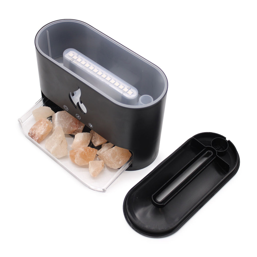 White Blaze Aroma Diffuser - Himalayan Salt Chamber - USB-C - Flame Effect (Salt included)