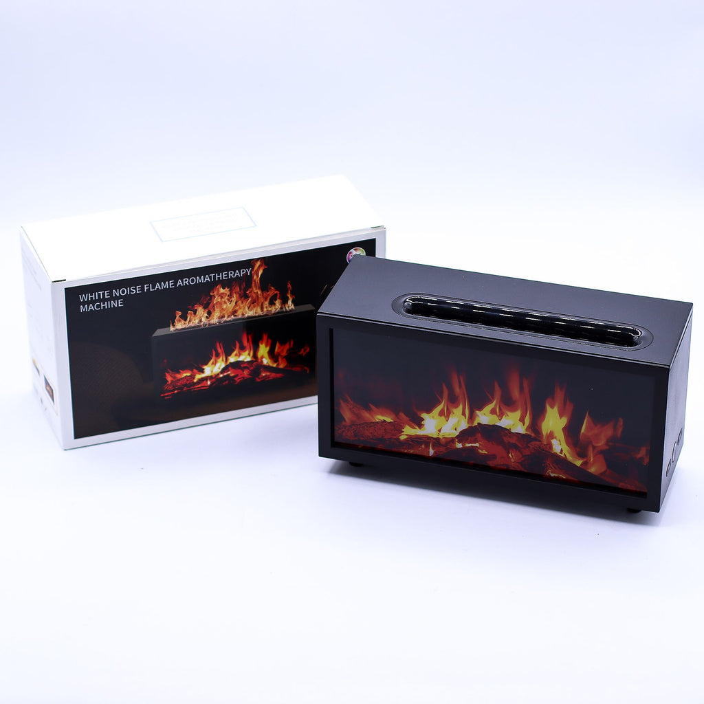 Flame Effect Aroma Diffuser with Birdsound - Black USB - Colour Change