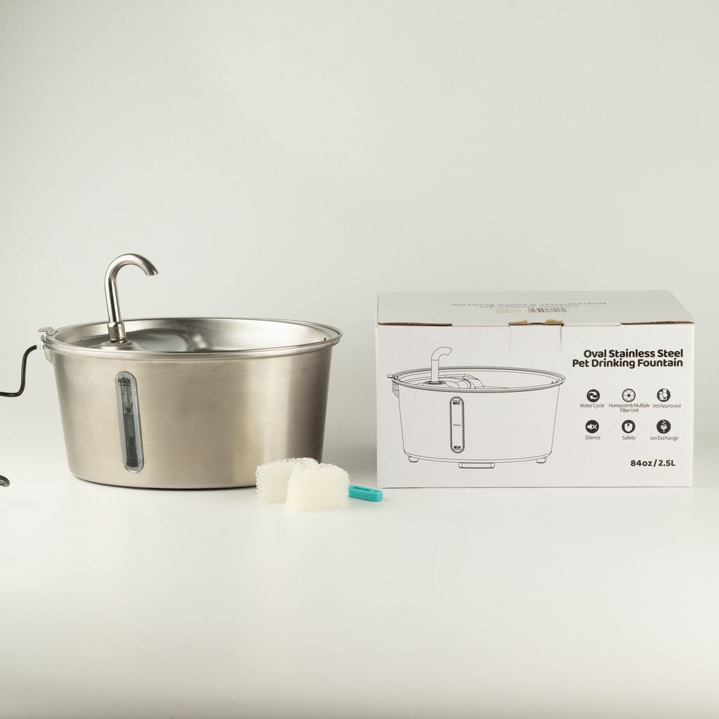 PAW Food Bowls - Electric Water Fountain 2.5 Liter - USB - Stainless Steal (304)