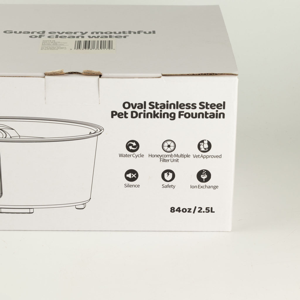 PAW Food Bowls - Electric Water Fountain 2.5 Liter - USB - Stainless Steal (304)