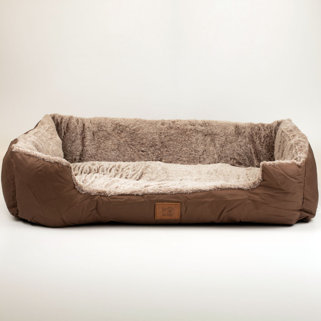 PAW Bed – Medium Plush Teddy Brown – 70 × 55 × 18cm